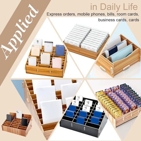 BENECREAT 24-Grid Wooden Mobile Phone Management Storage Box, Black Cell Phone Storage Box Desktop Organizer for Office and School Supplies, Walnut Color in Saudi Arabia