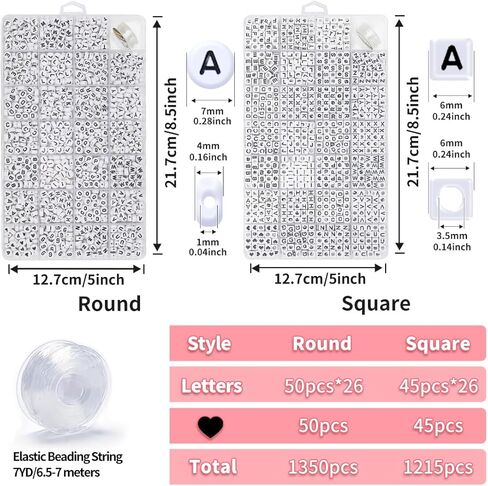 Praisebank 1215pcs 6x6mm Letter Beads (Colorful on White), Square Alphabet Beads, Beads for Jewelry Making, Kandi Beads. in Kuwait