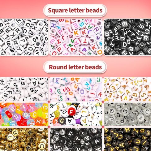 Praisebank 1215pcs 6x6mm Letter Beads (Colorful on White), Square Alphabet Beads, Beads for Jewelry Making, Kandi Beads. in Kuwait