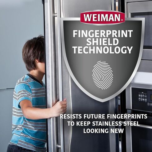 Weiman Stainless Steel Cleaner and Polish - Microfiber Cloth - Protects Appliances from Fingerprints and Leaves a Streak-Free Shine for Refrigerator | Dishwasher | Oven | Grill in Saudi Arabia