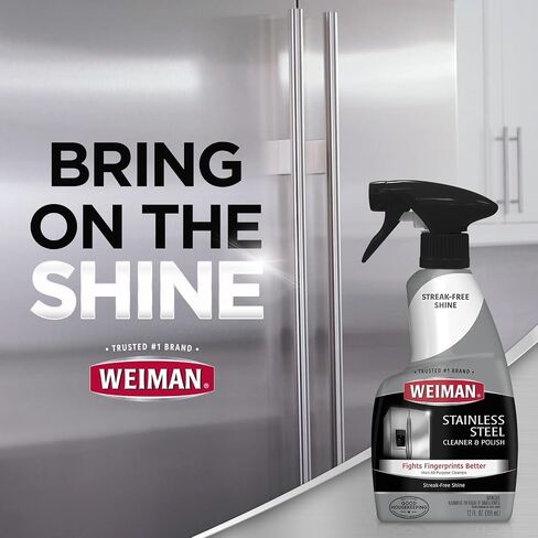 Weiman Stainless Steel Cleaner and Polish - Microfiber Cloth - Protects Appliances from Fingerprints and Leaves a Streak-Free Shine for Refrigerator | Dishwasher | Oven | Grill in Saudi Arabia