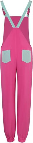 Women 80s Bib Overalls Pants Color Block Tracksuit Casual Loose Jumpsuit Adjustable Straps Pockets 4 Pcs in Saudi Arabia