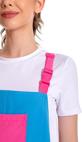 Women 80s Bib Overalls Pants Color Block Tracksuit Casual Loose Jumpsuit Adjustable Straps Pockets 4 Pcs in Saudi Arabia