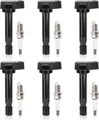 6 مجموعات من شمعات الإشعال وحزم ملف الإشعال من AUTOBABAB، متوافقة مع Acura TL/CL/RL 3.0L 3.5L 3.7L V6، Honda Odyssey/Accord، استبدال # UF242 30520-P8EA-01 in Kuwait