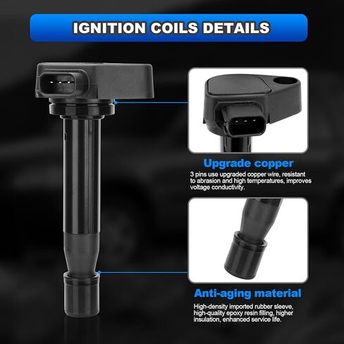 6 مجموعات من شمعات الإشعال وحزم ملف الإشعال من AUTOBABAB، متوافقة مع Acura TL/CL/RL 3.0L 3.5L 3.7L V6، Honda Odyssey/Accord، استبدال # UF242 30520-P8EA-01 in Kuwait