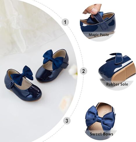 Otter MOMO Toddler/Little Girls Flower Girl Shoes Ballerina Flats Shoes Slip-on School Party Dress Shoes in Kuwait