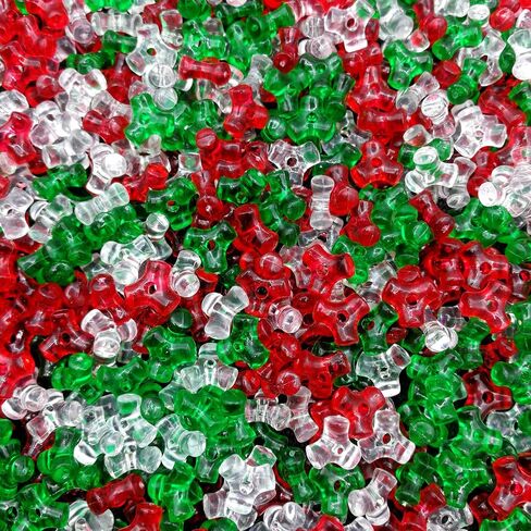 Amaney 1000 قطعة ثلاثي الخرز عطلة عيد الميلاد مطرز الحلي قصب الحلوى الأخضر الأحمر الأبيض الخرز لقضاء عطلة زخرفة in Kuwait