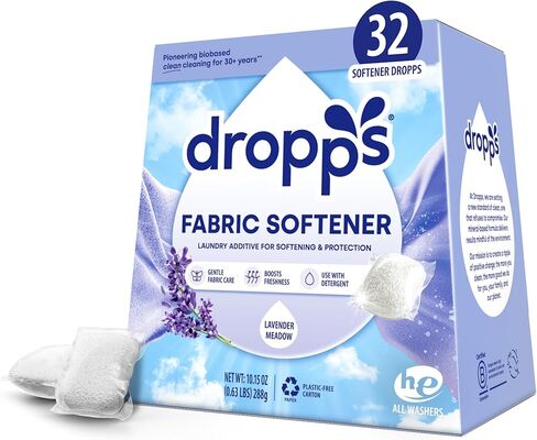 Dropps Laundry Fabric Softener Pods, Crisp Breeze (32 Count) - Laundry Additive for Softening & Protection - HE Compatible Mineral Based Ingredients Laundry Supplies in Kuwait