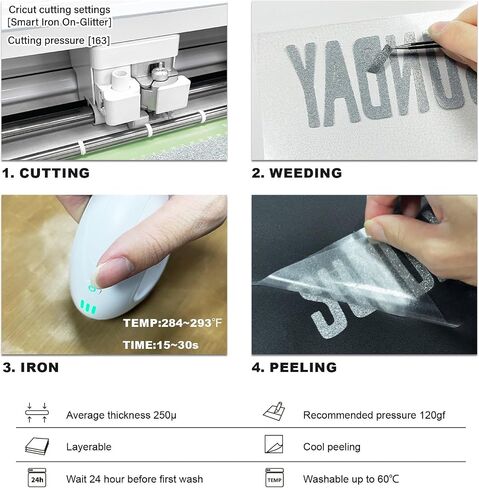 Efuncro- Glitter HTV Heat Transfer Vinyl,Iron on for T-Shirts. Bags. HTV Heat Transfer Vinyl for All Cutting Machines - Easy to Cut and Weed (Multicolor, 12'' X 10'' X 10 Sheets) in Kuwait