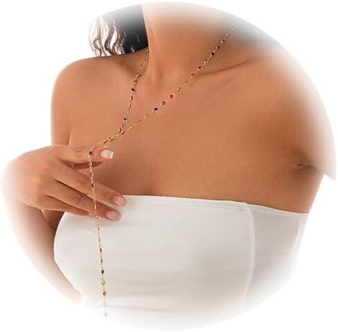 Gold Crystal Long Necklace,Summer Beach Crystal Bead Chest Body Chain Jewelry Bikini Beads Clavicle Chain Necklace for Women in Kuwait