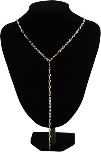 Gold Crystal Long Necklace,Summer Beach Crystal Bead Chest Body Chain Jewelry Bikini Beads Clavicle Chain Necklace for Women in Kuwait