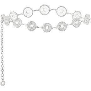 HAQUIL Vintage Silver Womens Metal Belt Chain Dress Adjustable Concho Belts for Dresses Jeans Gift
