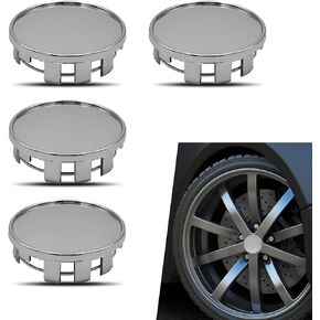 4 PCS Automotive ABS Plastic Wheel Hub Cover, 2.1" x 0.6" 2.12"/54mm OD 1.96"/50mm ID Hub Center Steel Ring Cover, Replacement Protective Accessories, Suitable for Most Cars (Silver)