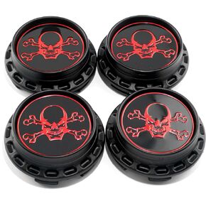 70mm 2.75in for Akita RPF1 Wheel Center Caps 18in Rim, C123201B C123201B Skull Sticker Center Hubcaps, Center Cover Replacement for Rim, Chrome Silver-4 Pack