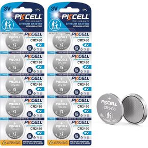 بطارية ليثيوم PKCELL CR2430 3 فولت، 5 قطع بطارية خلية زر، بطارية ساعة 3 فولت، بطارية ليثيوم