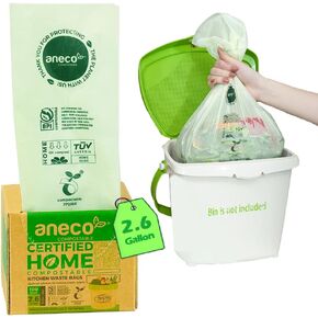 ANECO 100% Compostable Trash Bags 2.6 Gallon, Extra Thick Kitchen Small Compost Bags for Countertop Bin (100 Count) in Kuwait