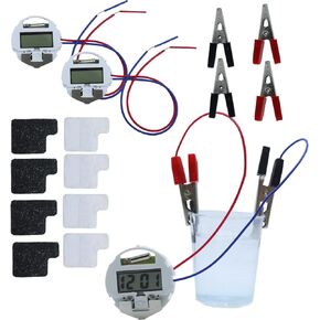 Delinx 2 Set Liquid Battery Science Experiment Kit Salt Water Seawater Battery with Electronic Clock for DIY Home Teaching School Science Project STEM Education Subject