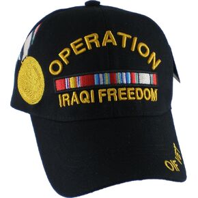 Cultural Exchange Operation Iraqi Freedom Ribbon Medal Mens Cap [Black - Adjustable]