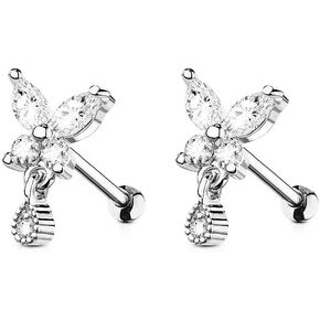 16G Cubic Zirconia Butterfly Catilage Helix Stud Earrings Tiny Ball Screw Back Rragus Hypoallergenic Studs Teardrop Crystal Charm Earring Dainty Jewelry Gifts for Women Teen Girls Birthday