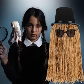 10 Pcs Halloween DIY Trick or Treat Bucket Set, Black Cauldron Kettle Bowler Hat Trendy Sunglasses Wool Balls Tapes for Halloween Trick or Treat Party Costume Accessories