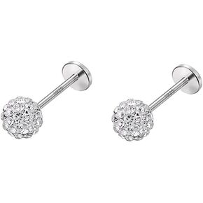 Izpack 20G Crystal Ball Cartilage Labret Stud Earrings 925 Sterling Silver Pave CZ Tragus Lip Monroe Helix Studs Nose Rings Sparkling Medusa Bady Piercing Jewelry Gifts for Women Girls Christmas