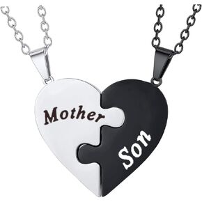 tenghong2021 2 Pcs Matching Heart Necklace for Father Daughter, Brother Sister, Mother Son, Graduation Father Mother Day Birthday Jewelry Gift