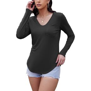 Moreone Long Sleeve Shirts for Women Casual Loose Fit Tunic Top Crewneck Basic Tee Fall Outfits Fashion 2024