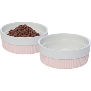 Ceramic Dog Bowls, Dog Food Bowl and Water Bowl Set, Non Slip Dog Bowls with Silicone Base, Ceramic Dog Bowls for Small Medium Dogs and Cats. (Blue/Set of 2 Bowls)