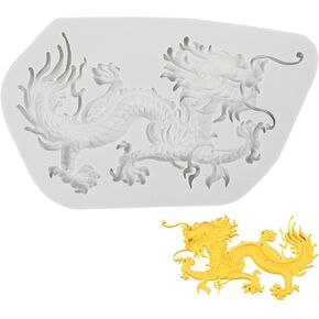 Dragon Foundant Mold Chinese Zodiac Dragon Silicone Craft Mold Silicone Molds for DIY Cake Fondant Biscuit Cookies Sugar Pudding Chocolate