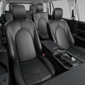Seat Cover Compatible with 2024 Toyota Grand Highlander 7-Seater Car Seat Protector Replacement for 2024 Toyota Grand Highlander Accessories (Black with Carbon Fiber, 7 Seats)