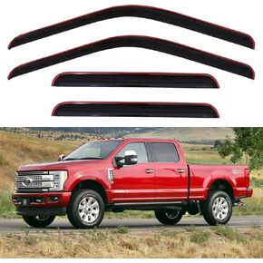 in-Channel Window Visors Rain Guards for 1999-2016 Ford F250 F350 F450 F550 Super Duty, Side Wind Deflectors Vent Shades for 99-16 F-250 F-350 F-450 F-550 SuperCrew Cab