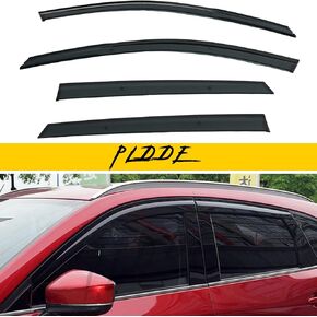 4X Window Visors Compatible With 2014-2021 Mazda 6 Smoke Tint With Chrome Trim Smoke Tint With Chrome Trim Outside Mount Tape On/Clip On Style PVC Sun Rain Guard Vent