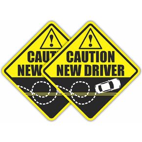 Caution New Driver Funny Prank Car Magnet Sign Gag Gift for Young Women, Men, & Teens, includes 2 Magnets, Great Joke Gift for New Drivers & Student Drivers Learning to Drive