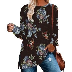 تيشيرتات نسائية بأكمام طويلة من NILOUFO، بلوزات كاجوال، قمصان عصرية وفتحة جانبية in Kuwait