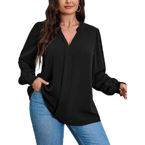 SCOMCHIC 2024 Plus Size Blouses for Women Dressy Casual V Neck Long Sleeve Casual Loose Shirts XL-4XL