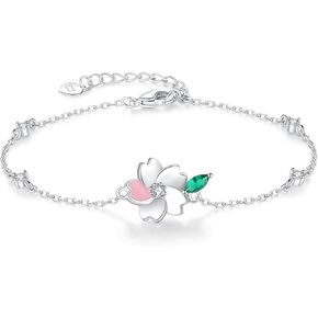 White Gold Plated Flower Bracelets for Women: Adjustable Cubic Zirconia Flower Ankle Chain