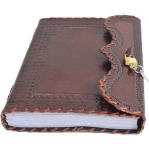 vintage crafts Leather Large Journal Handmade Diary | Antique Blank Book | 10" Vintage Style Brown Notebook | Daily Planner With Lock and Key gift for men & Women in Kuwait