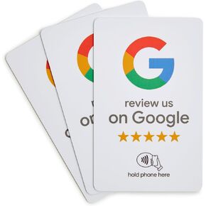 Google Review Card - NFC and QR Code, Easy Setup, for All Businesses (3-Pack)