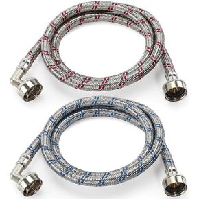Cenipar 6FT Stainless Steel Washer Hoses Burst Proof 2 Pack - Hot and Cold Water Supply Hoses Fit for ALL Washing Machine - 10 YEARS WARRANTY