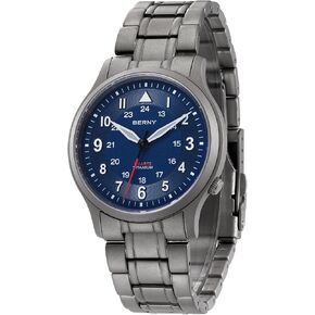 BERNY Titanium Watches Japanese Sweep Second Quartz Movement VH31 5ATM Waterproof Analog Quartz Watches for Men and Women Super Luminous Unisex Wristwatch