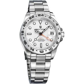 Pagani Design Men's Automatic GMT Watch, 40mm Stainless Steel Mechanical Watch, Sapphire Crystal, 24-Hour Bezel, 10 Bar Water Resistant
