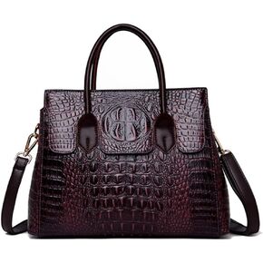 YAQUNICER Tote Top-handle Satchel Purse for Women Embossed Crocodile Pattern PU Shoulder Crossbody Bag