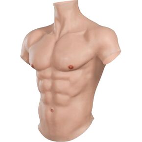 KUMIHO Silicone Muscle Suit Realistic Male Chest Plate High Collar Premium Fake Abs Chest for Cosplay Halloween Transgender in Kuwait