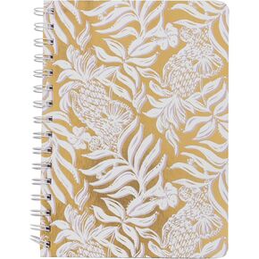 Lilly Pulitzer Hardcover Mini Spiral Notebook, 8.5" x 6.5" Small Journal with 160 College Ruled Pages, Gold Metallic Bon Vivants