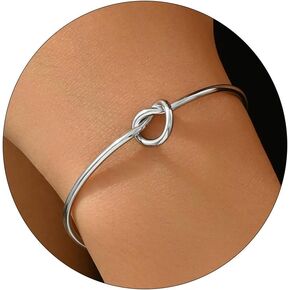 Gold Bracelet for Women 18K Gold Plated Dainty Forever Love Knot Bracelet Bangle Bridesmaid Proposal Gifts for Wedding