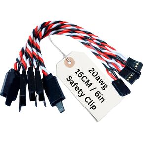 BackBayRC - 20awg Twisted Servo Extension Cable w/Safety Clip - 100 Strands for RC Vehicles, Drones, E-Bikes - 7 Lengths / 5 Wires per Pack (30CM / 12in)