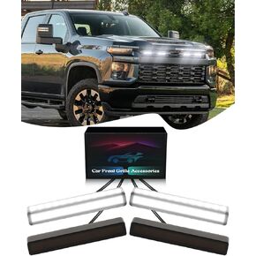 LED Grill Light for 2025 2024 Chevrolet Silverado Raptor Grille Lights Amber Warning Front Bumper Light Silverado Accessories 2019-2023 4Pcs (Yellow)