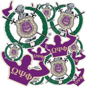 Desert Cactus Omega Psi Phi Stickers OPP Omega Man Divine 9 Multiple Size Sheet Decal Laptop Water Bottle Car 11.38x8.98 Sheet (T1-1)