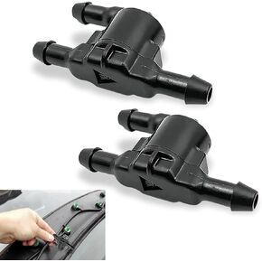 Pack-2 Car Windshield Wiper Washer Check Valve, 3 Port Cleaning Nozzle Hose Connector Replacement #8532128020, Wiper Spray Pipe Cleaning Connector Accessory, Compatible with Lexus (Black)