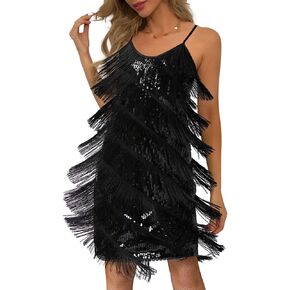 EVELUST Sexy Sequin Fringe Dress for Women - Cowgirl Western Country Concert Sparkly Nashville Festival Tassel Dance Outfit